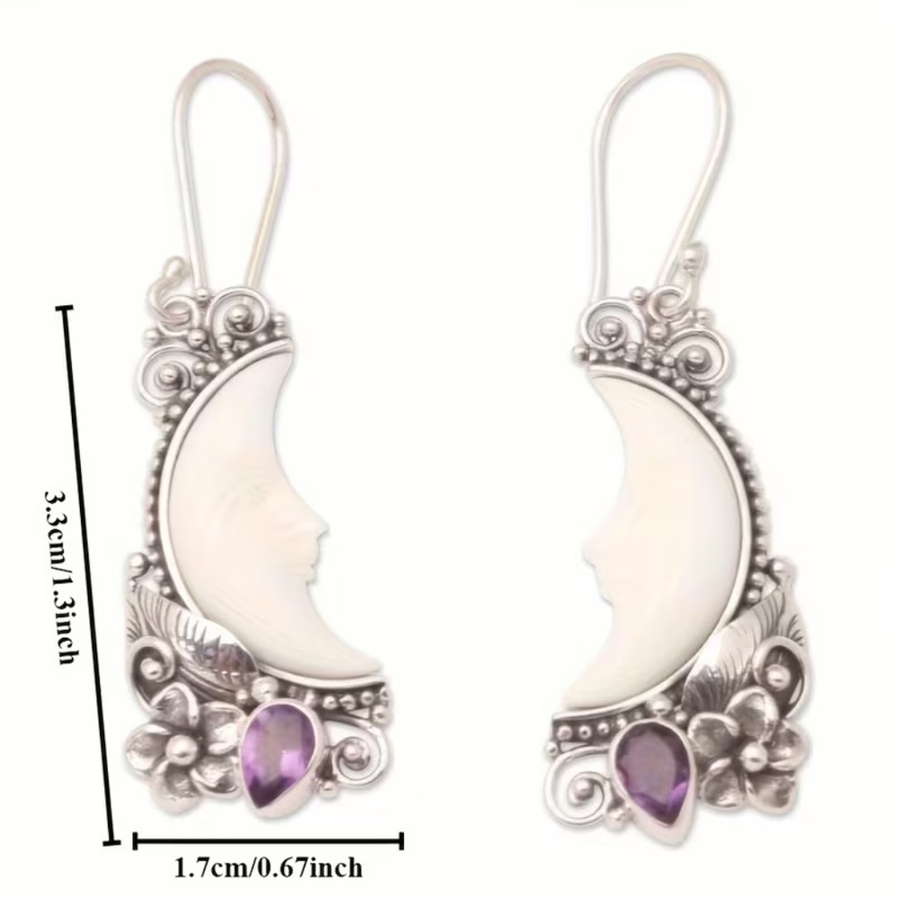 Mystic Crescent Moon Earrings- Celestial boho jewelry - Picture 3 of 5